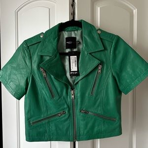 Short sleeve leather jacket